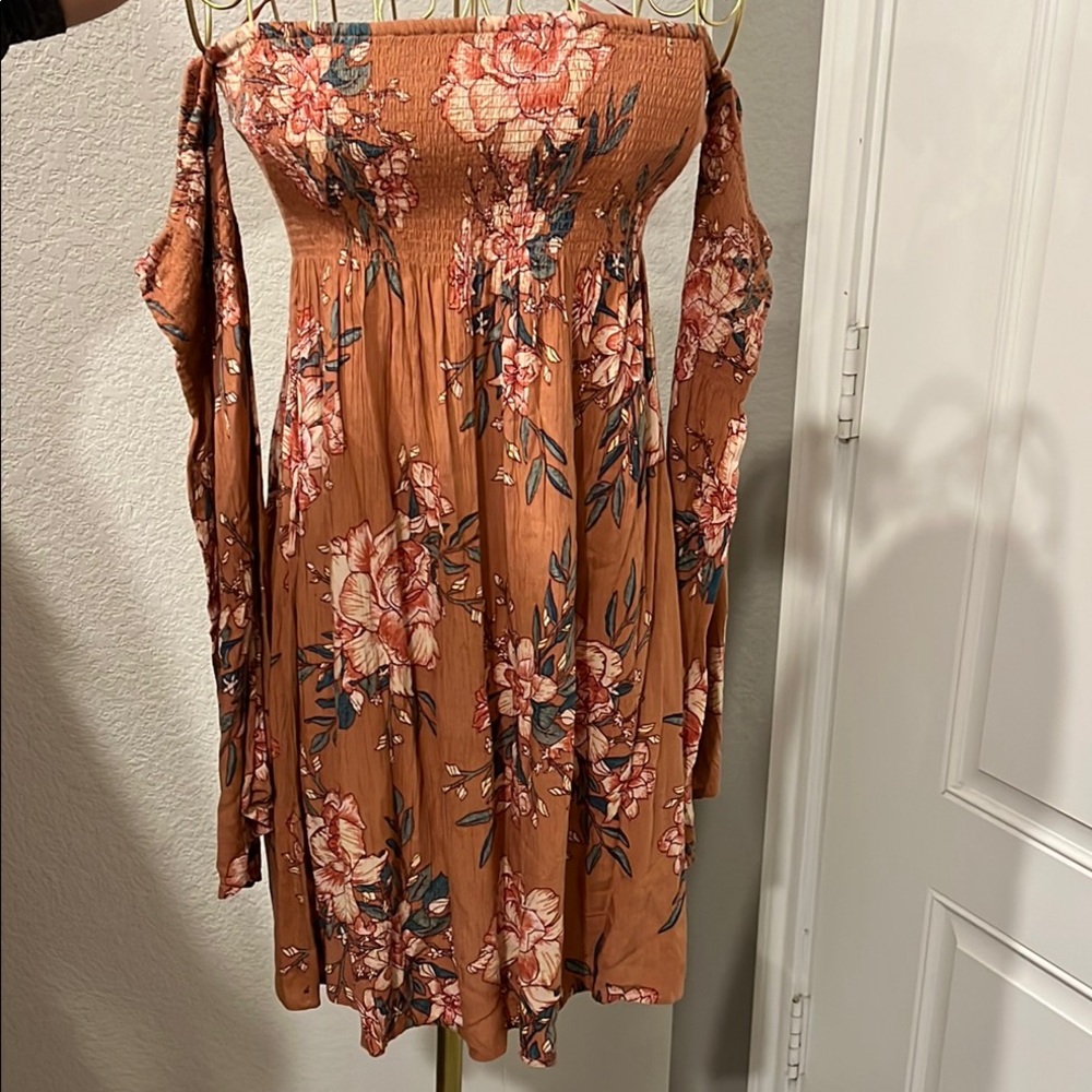 Billabong Floral Long Sleeve Dress - Brown and Pink